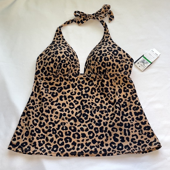Salt + Cove Juniors' Animal-Print Halter Tankini Top Sz LARGE - Picture 3 of 10